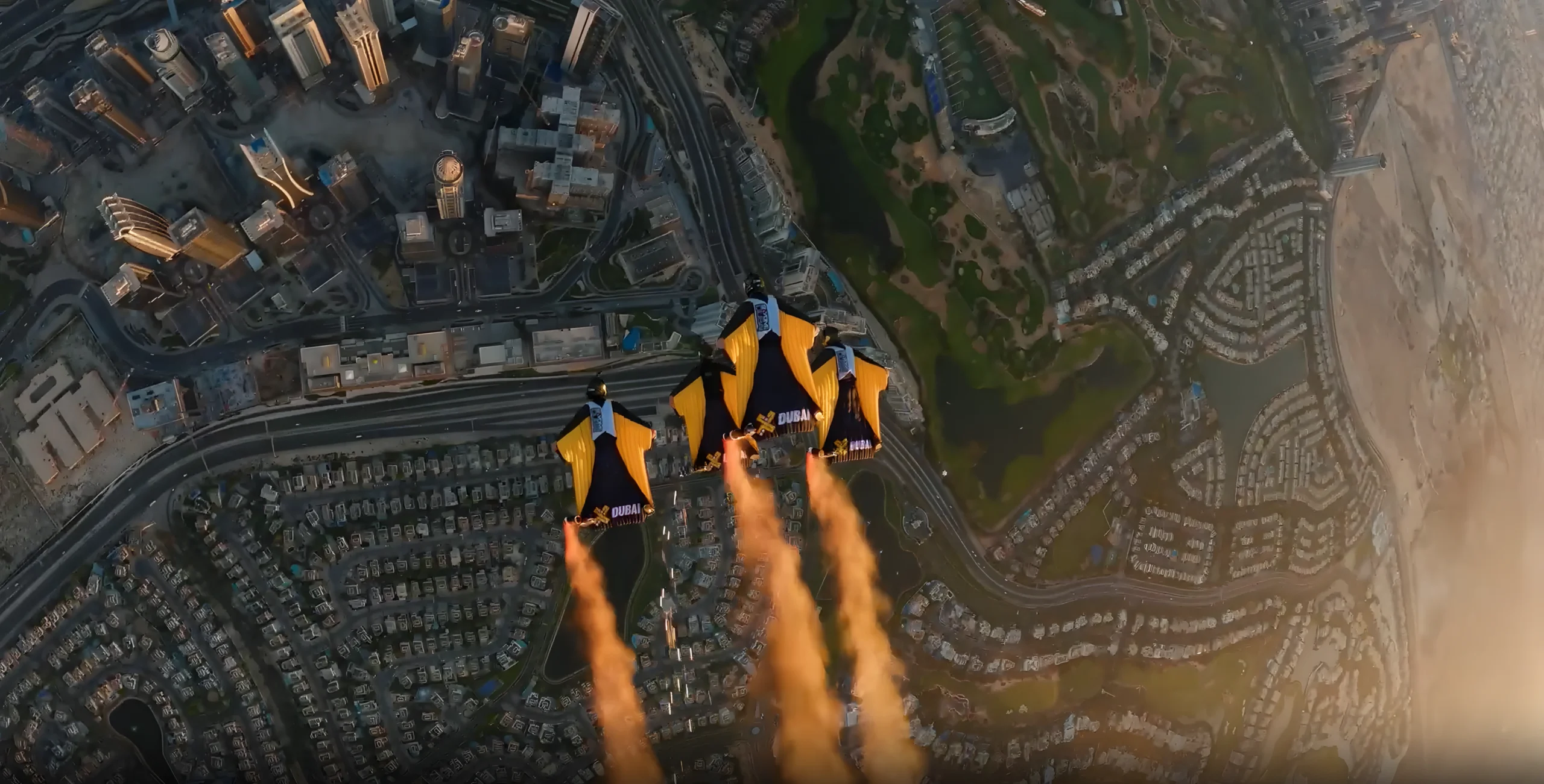 Wingsuit skydivers blast through world’s tallest hotel at 124mph in Dubai stunt